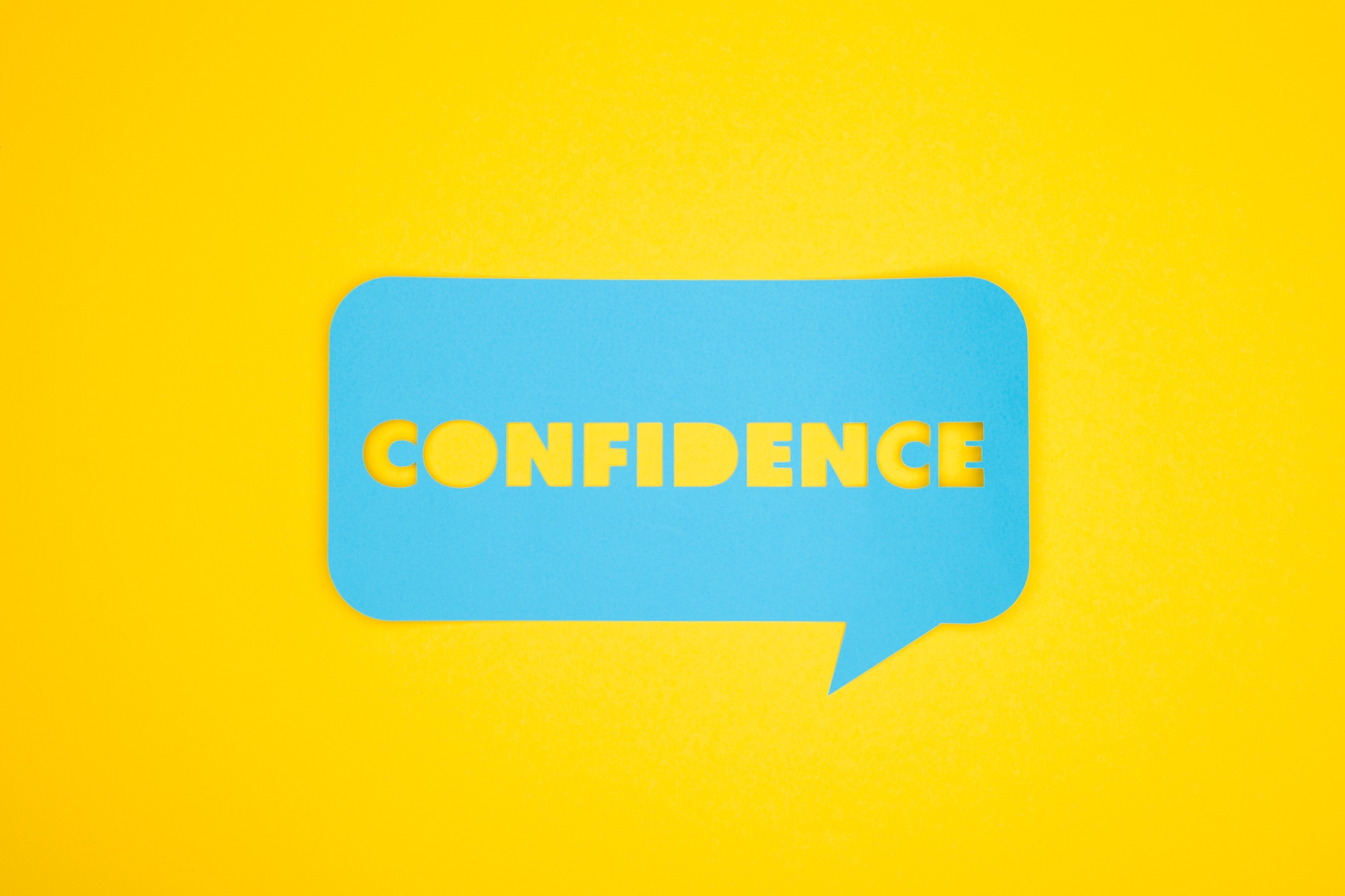 Blue bubble with confidence word